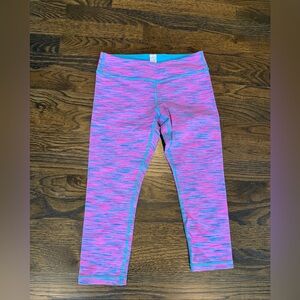 Ivivva Pink and Blue Girls Cropped Leggings